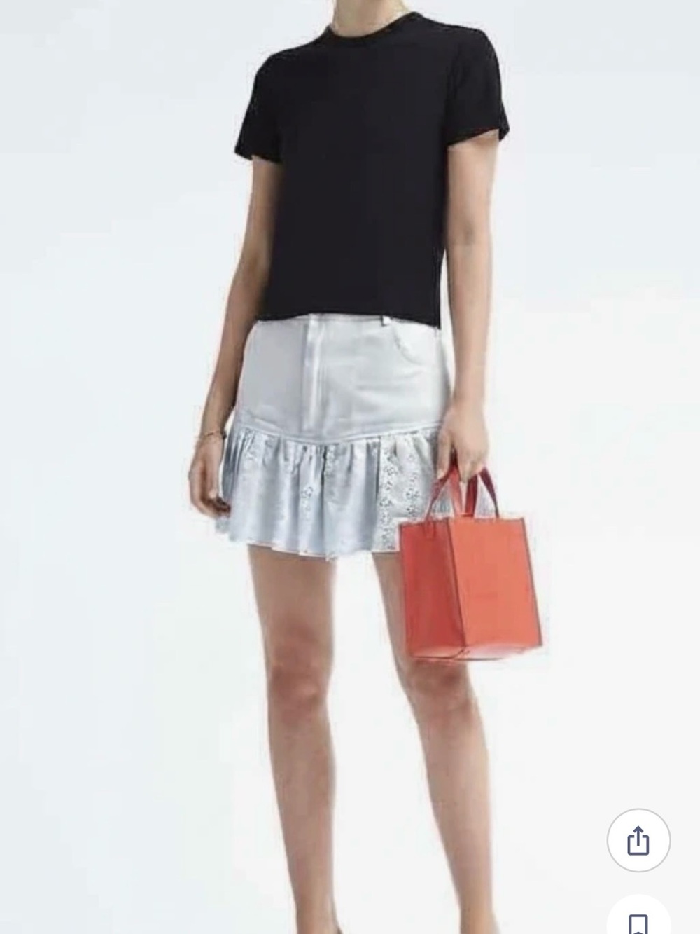 Idem Ditto Light blue denim ruffle eyelet mini skirt Sz Large